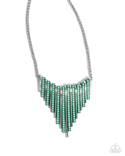 Fashionable Fringe & Colored Cameo -  Green - Complete Look