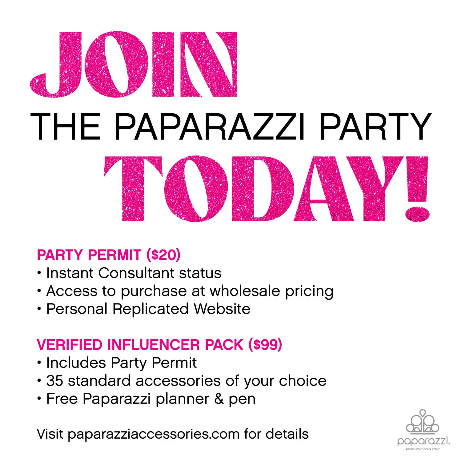 Load video: Bling on the new year! Paparazzi has 2 ways to join as a consultant. Party Permit for $20 or with the Verified Influencer Pack for $99. Visit PaparazziAccessories.com/join/1094431 for details.